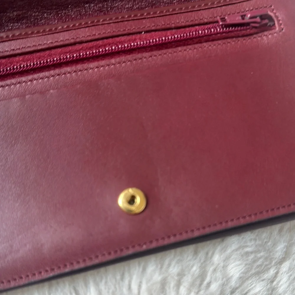 Dior Burgundy Wallet with Iconic Monogram Design